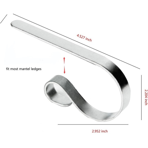 4 Piece Silver Metal Mantel Decor Hooks - Picture 3 of 5